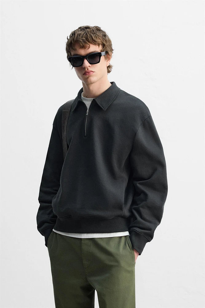 ZIP POLO SWEATSHIRT