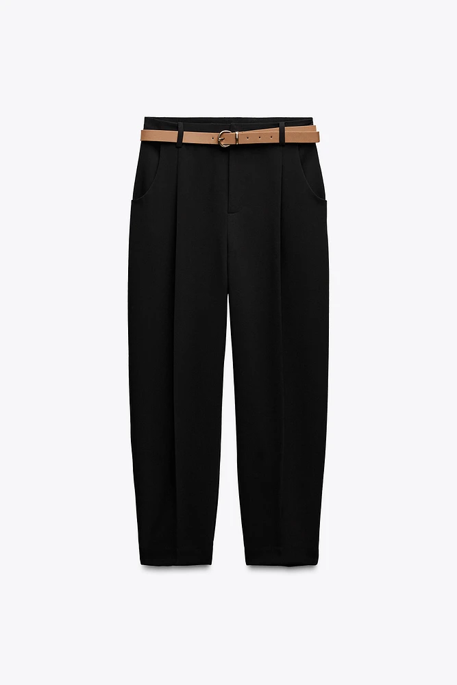 PLEATED BELTED PANTS