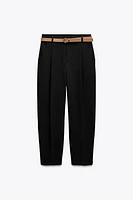 PLEATED BELTED PANTS