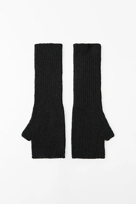 FINGERLESS RIBBED KNIT GLOVES