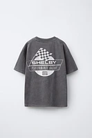 WASHED EFFECT TEXT PRINT T-SHIRT