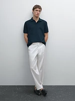 Micro textured piqué cotton polo shirt