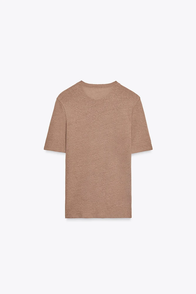 BUTTONED LINEN T-SHIRT