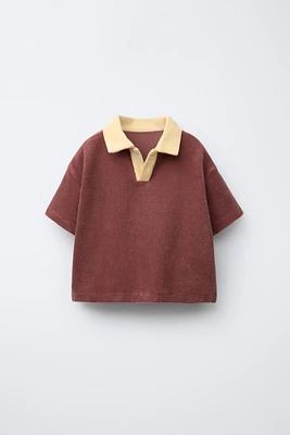 CONTRAST COLLAR TERRY POLO SHIRT