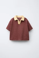 CONTRAST COLLAR TERRY POLO SHIRT