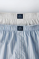 AGES 8-14/ TWO-PACK OF STRIPED POPLIN BOXERS