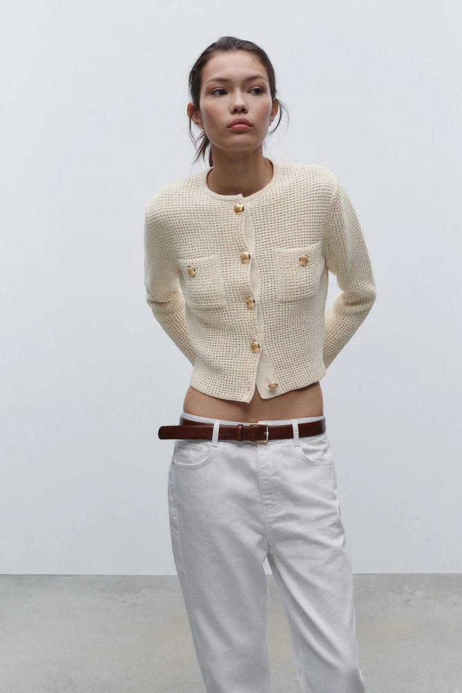 GOLDEN BUTTON KNIT CARDIGAN