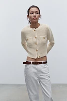 GOLDEN BUTTON KNIT CARDIGAN