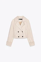 SHORT FAUX SUEDE TRENCH COAT