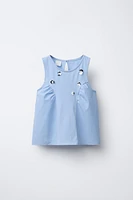 T-SHIRT EN MATIÈRES VARIÉES À FLEURS