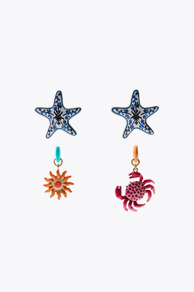 LOT DE BOUCLES D'OREILLES BLEU MARINE
