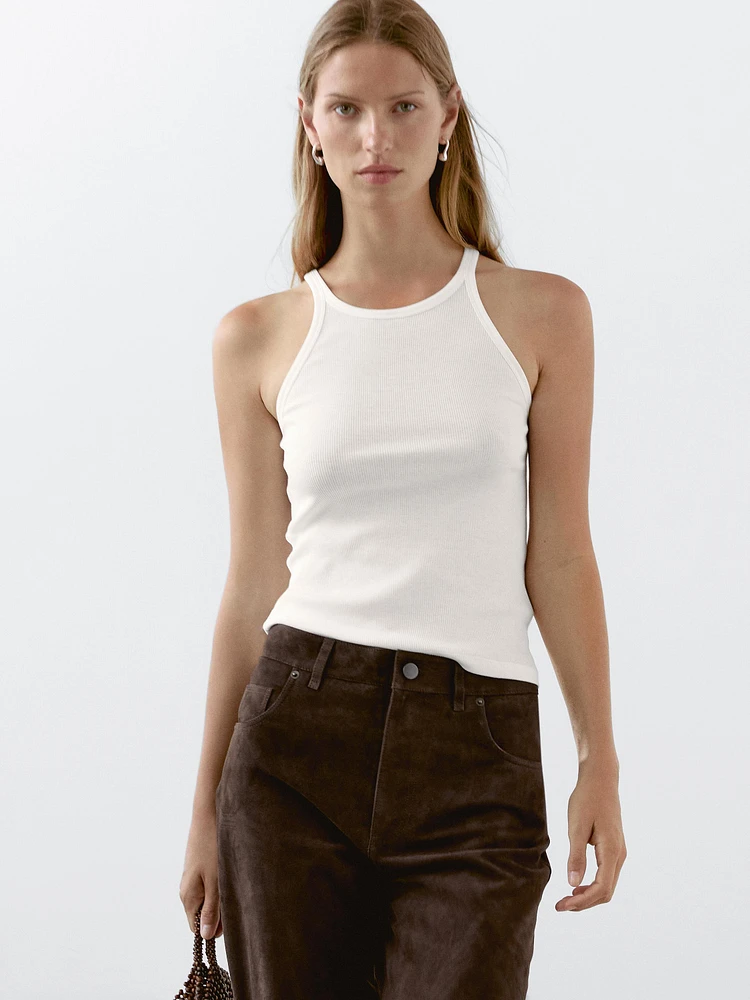 Pantalon en cuir finition daim