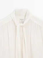 Flowing semi-sheer shirt with tie detail - Studio