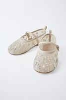 EMBROIDERED BALLET FLATS