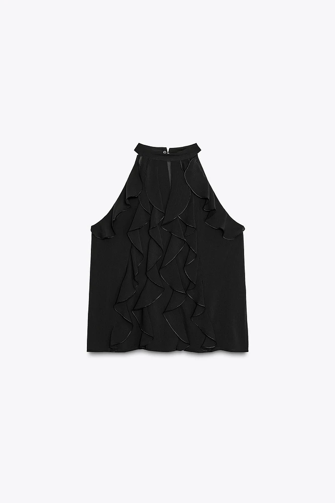 RUFFLED HALTER TOP