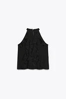RUFFLED HALTER TOP