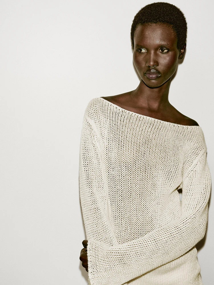 Pull long en maille ajourée - Limited Edition