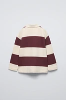 STRIPED VARSITY POLO SWEATSHIRT