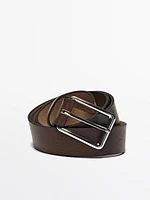 Leather belt with buckle