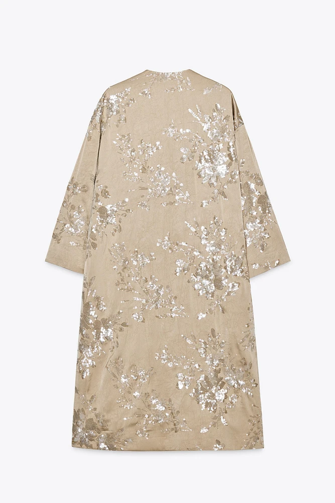 SEQUIN KIMONO COAT