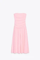 RUCHED STRAPLESS DRESS