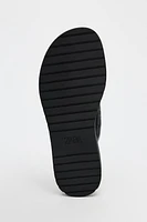 FLAT LEATHER PADDED STRAP SANDALS