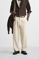 PLEATED STRAIGHT FIT PANTS