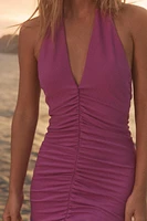 RUCHED HALTER DRESS