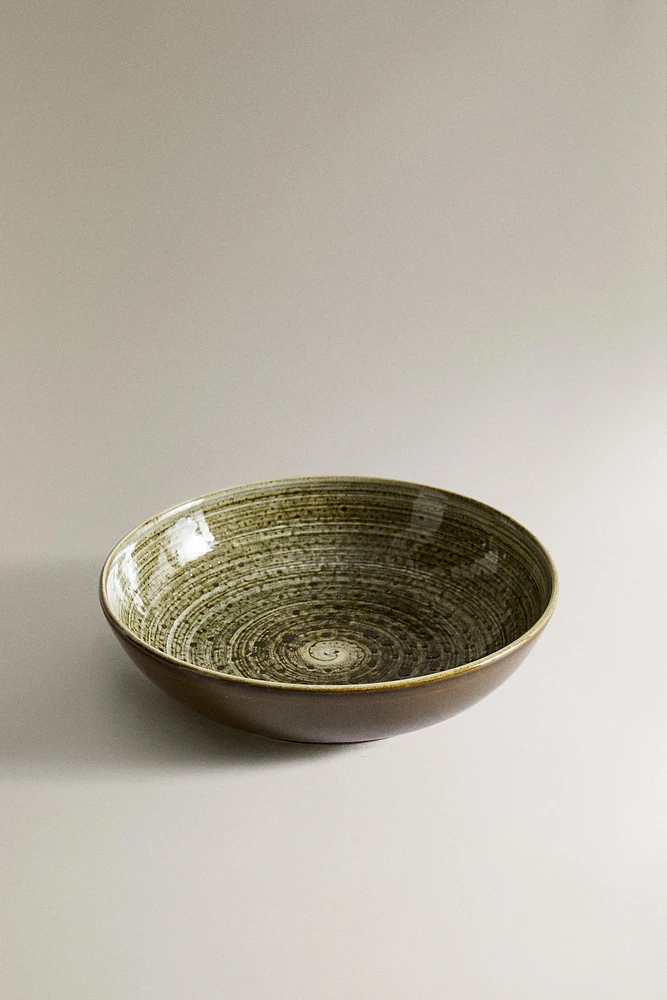 EARTHENWARE SOUP PLATE WITH SPIRAL DESIGN