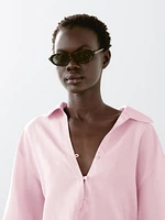 Lightweight blouse with polo collar