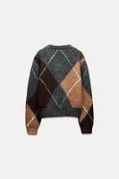 KNIT ARGYLE SWEATER