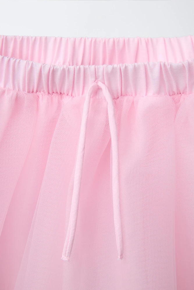 JUPE DOUBLE BRODÉE EN TULLE