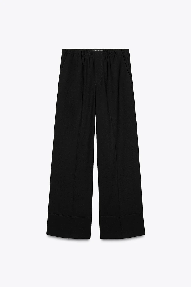 STRAIGHT LEG PANTS WITH SIDE PIPING