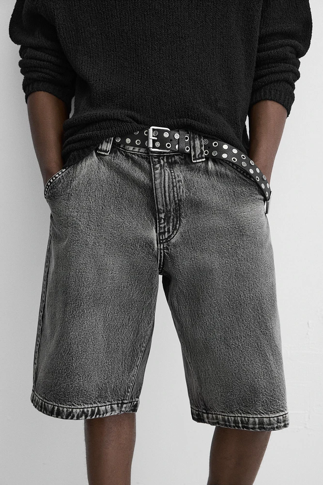 BERMUDA DENIM DÉLAVÉ COUPE BAGGY