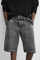 BERMUDA DENIM DÉLAVÉ COUPE BAGGY