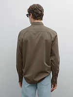 Cotton blend regular fit twill shirt