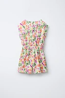TEXTURED FLORAL SHORT JUMPSUIT