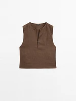 100% linen blouse with seam details
