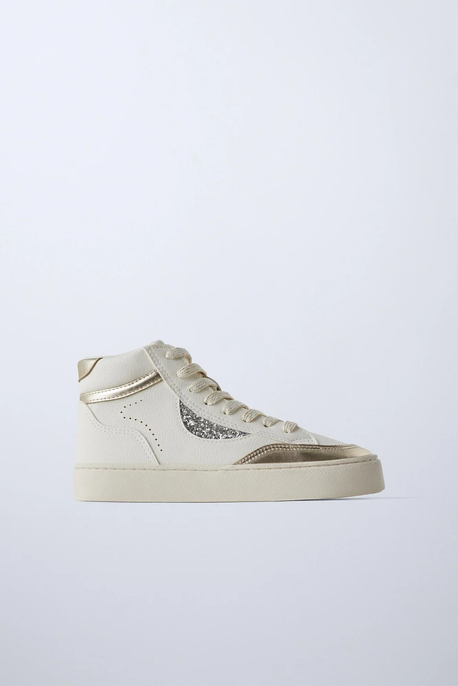 METALLIC HIGH-TOP SNEAKERS