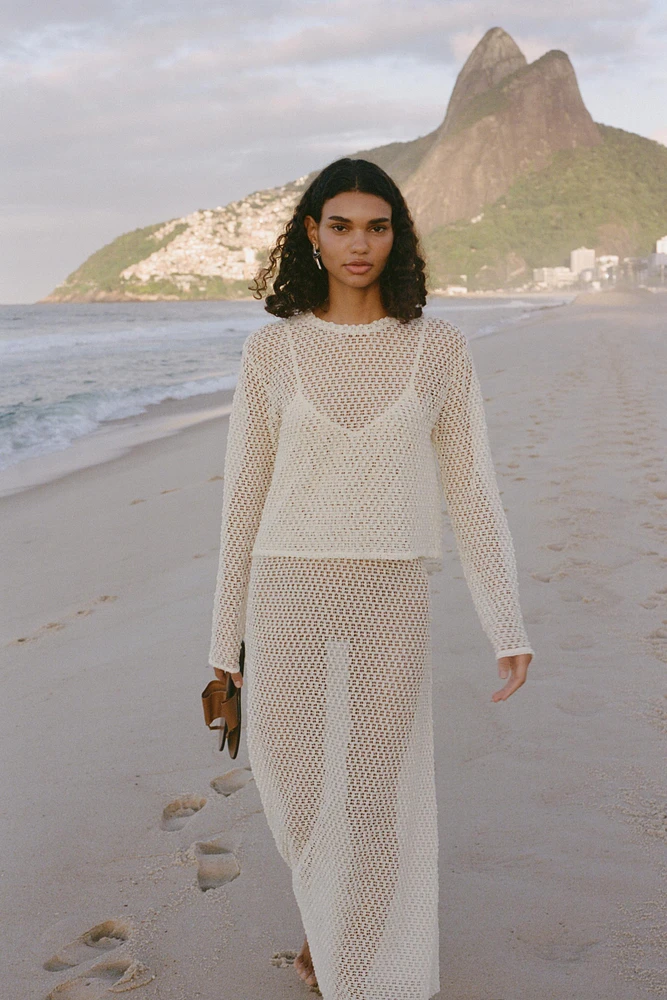 CROCHET LONG SLEEVE TOP