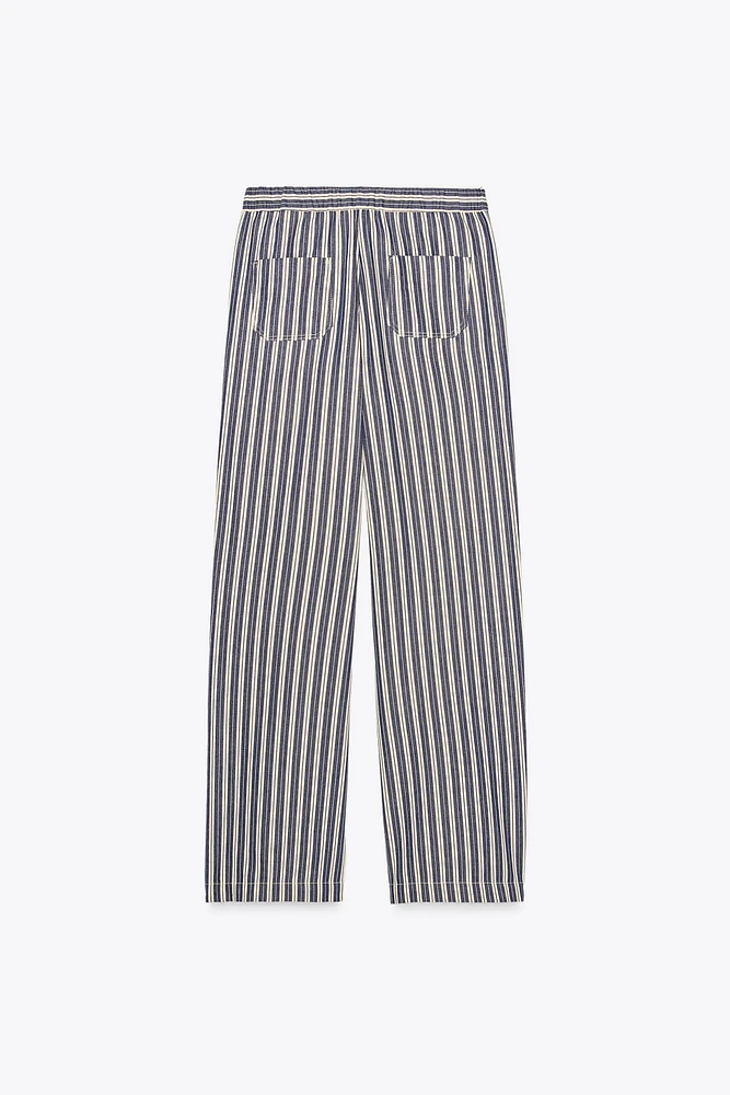 STRIPED WIDE LEG PANTS