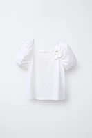 SATIN FLOWER COMBINATION T-SHIRT
