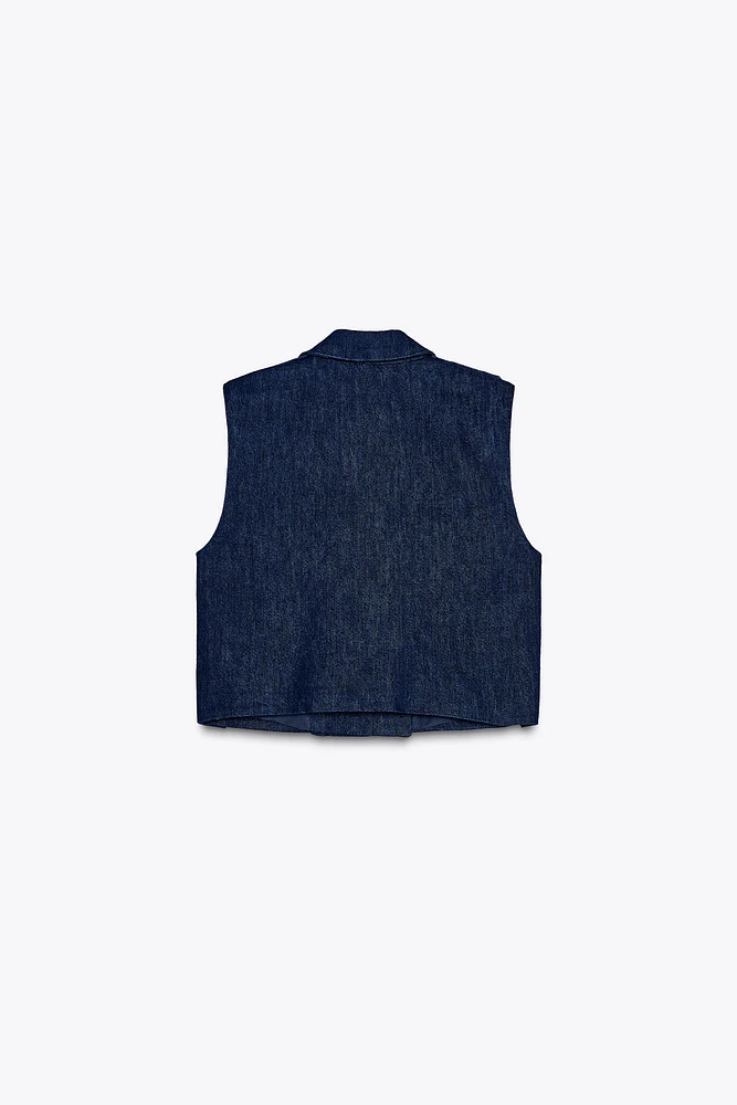 GILET SANS MANCHES Z1975 COURT EN DENIM