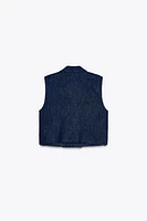 GILET SANS MANCHES Z1975 COURT EN DENIM