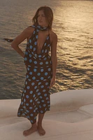 TOP HALTER À POIS ET FOULARD