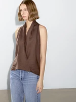Linen crossover halter top