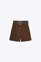 PLEATED BELT SHORTS