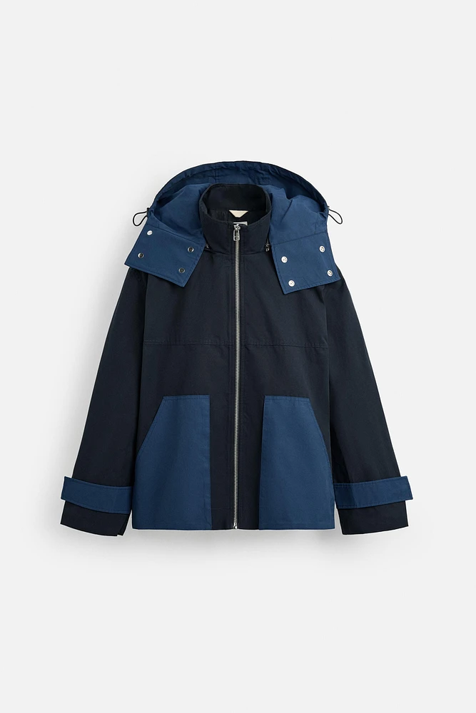 PARKA COLOR BLOCK CAPUCHE