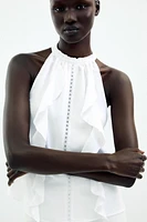 TOP HALTER VOLANTS AVEC RAMIE