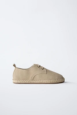 LEATHER JUTE DERBY SHOES